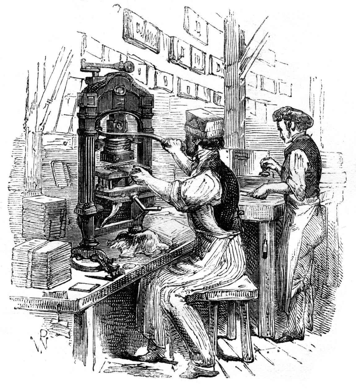 Guldblockerande press, 1886 av Unbekannt