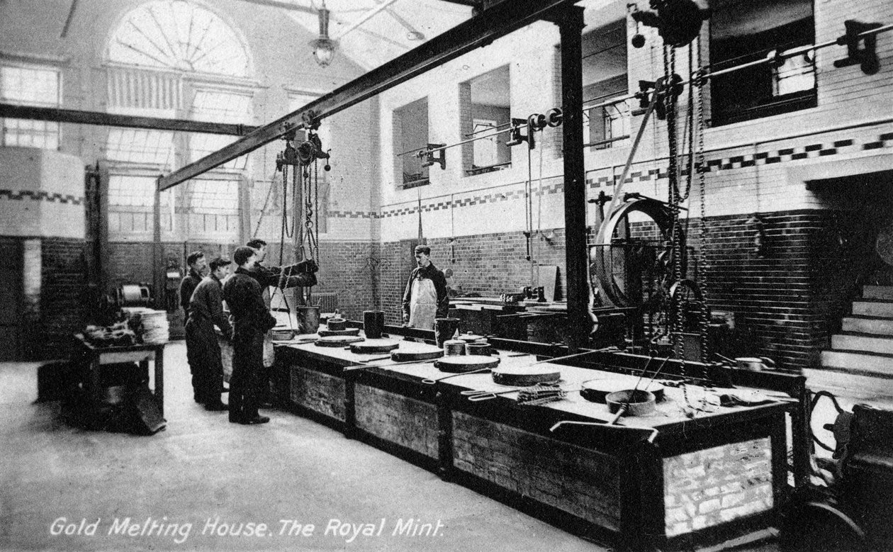Gold Melting House, Royal Mint, Tower Hill, London, tidigt 1900-tal av Unbekannt