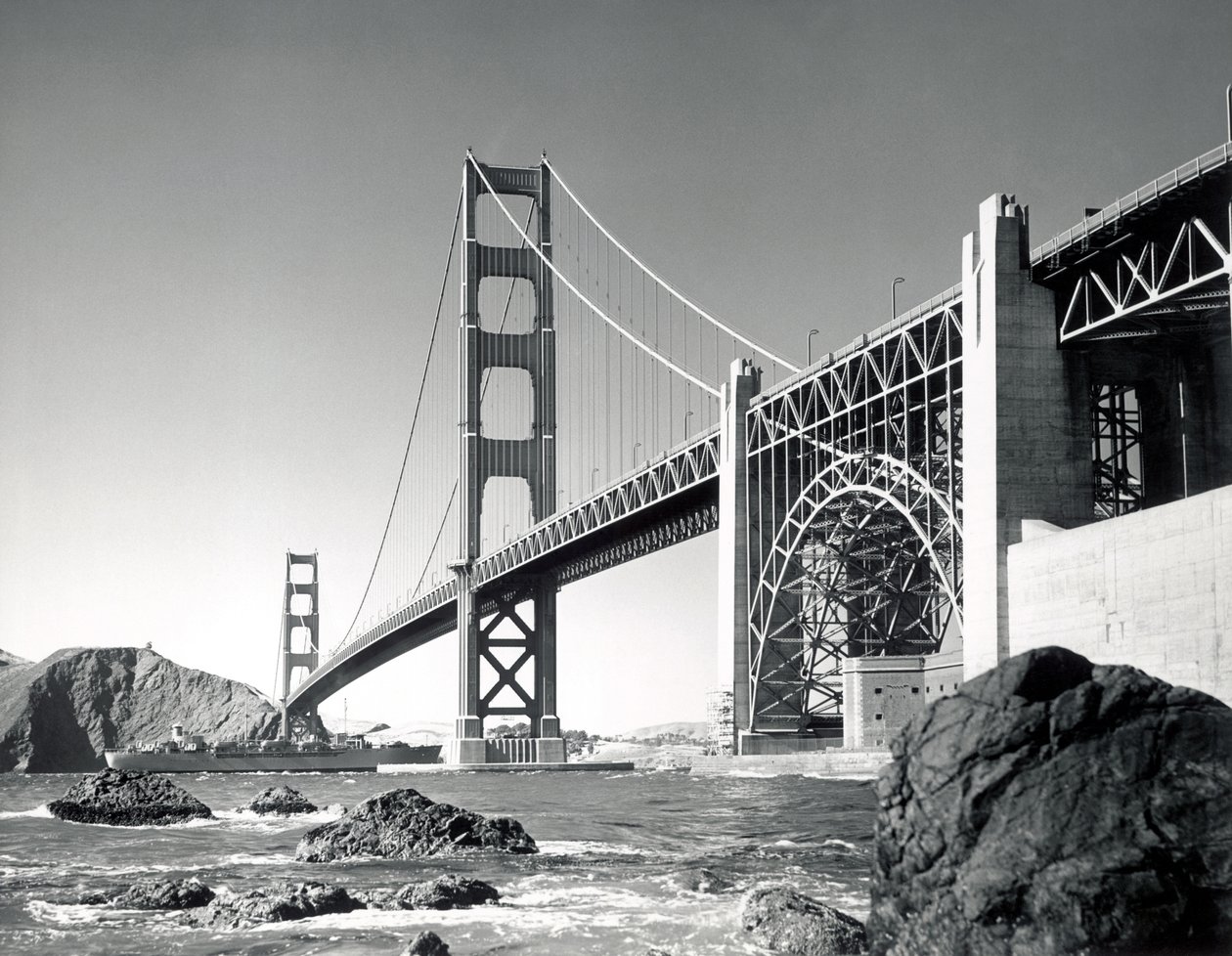 Golden Gate Bridge 1950, Kalifornien (s/v foto) av Unbekannt