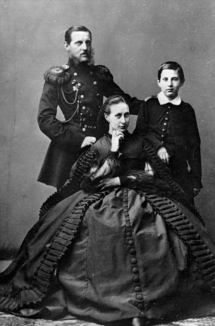 Storhertig Konstantin Nikolajevitj av Ryssland med sin fru och en av deras söner, 1860 av Unbekannt