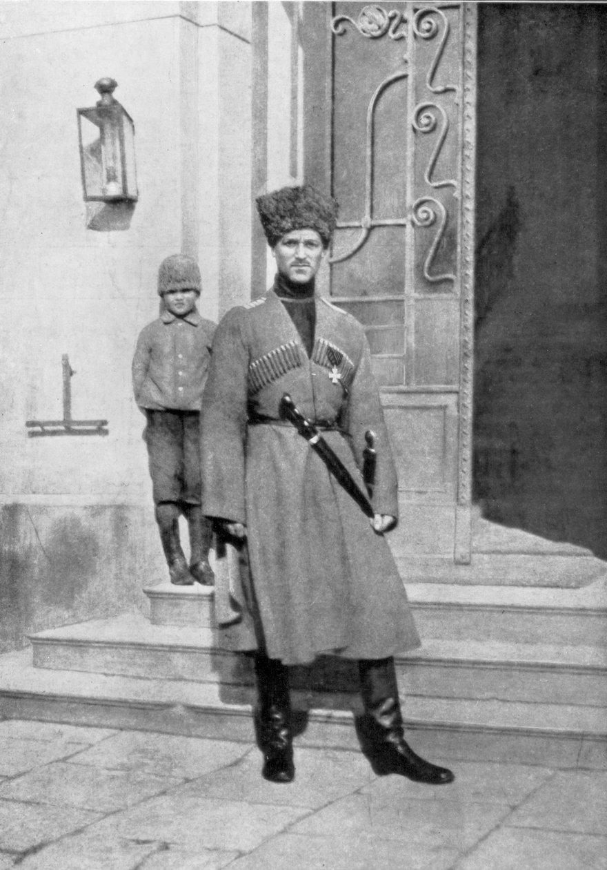 Storhertig Michael Alexandrovich av Ryssland i kosackuniform, 1917 av Unbekannt