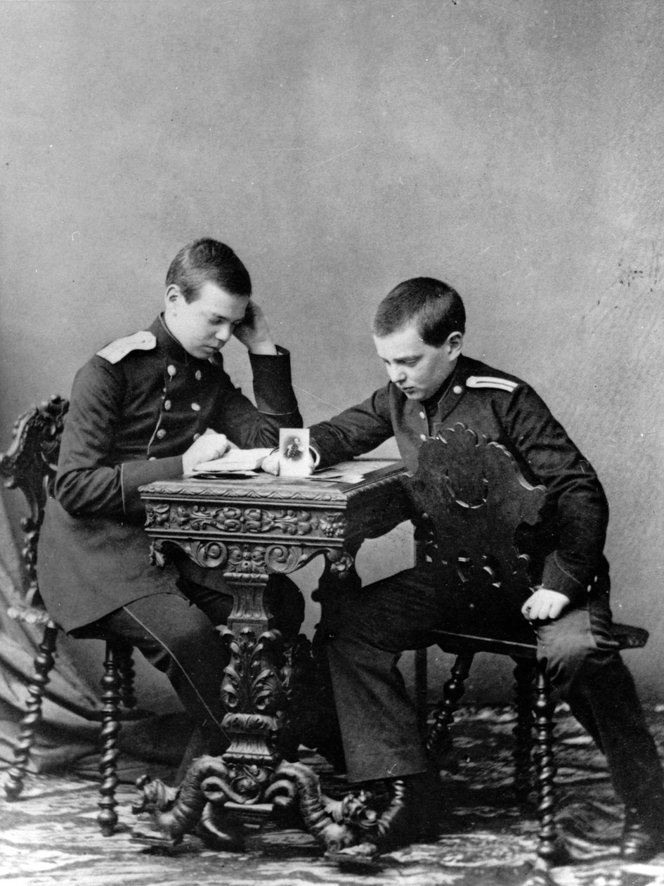 Storhertigarna Alexander Alexandrovich och Vladimir Alexandrovich av Ryssland, c1859-c1861 av Unbekannt