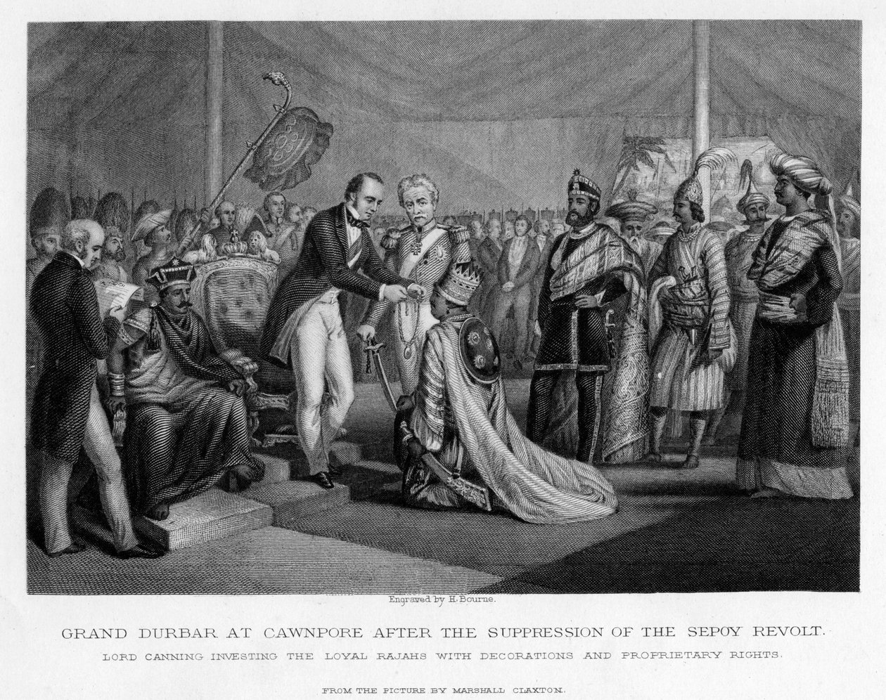 Grand Durbar vid Cawnpore efter undertryckandet av Sepoy-revolten, c1800-talet av Unbekannt