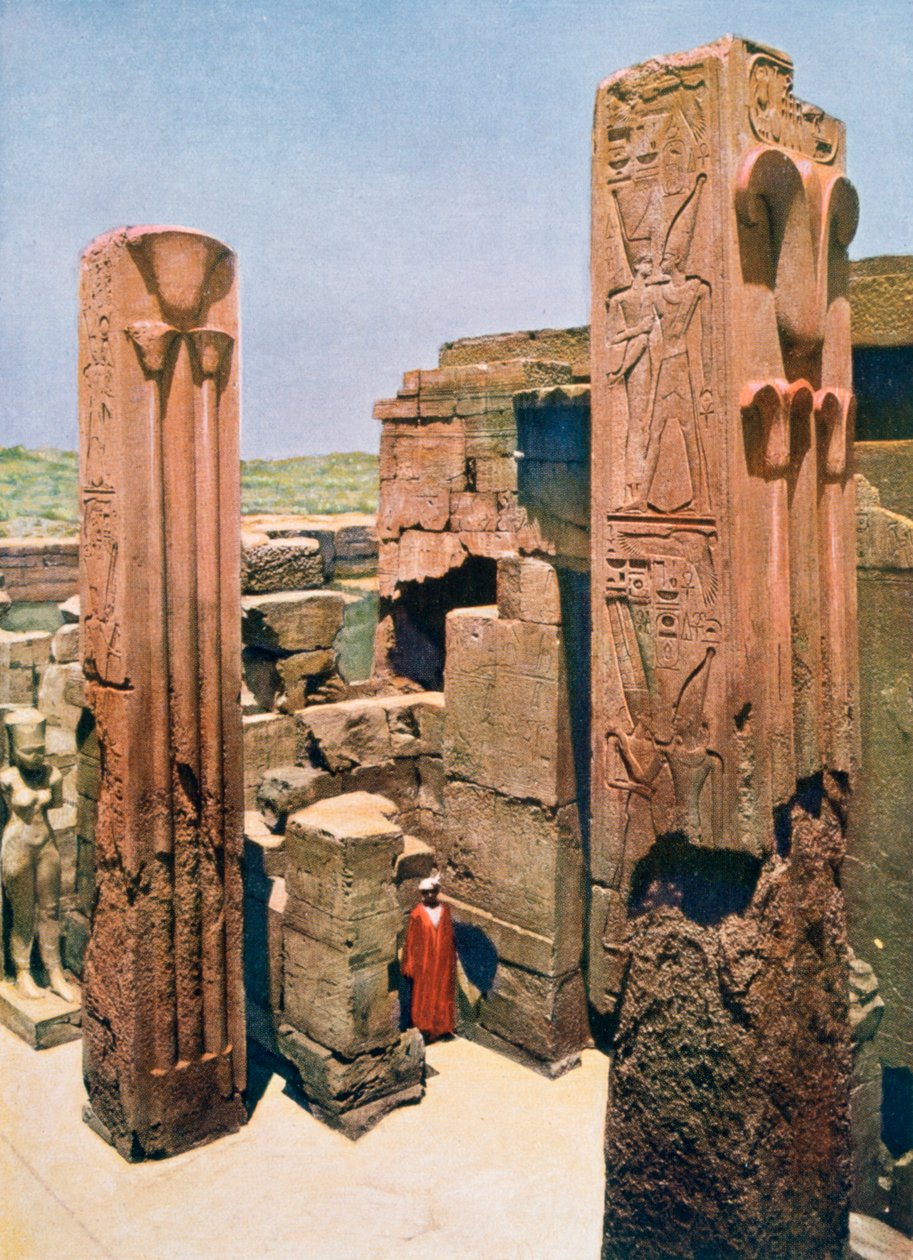 Granitpelare med lotus- och papyrusdekor, Amun-Res tempel, Karnak, Egypten, 1900-talet av Unbekannt