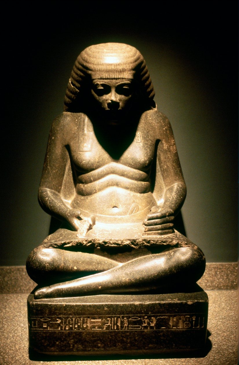 Granitstaty av en sittande fornegyptisk skrivare, från Karnak, 1718:e dynastin, c1500 f.Kr. av Unbekannt