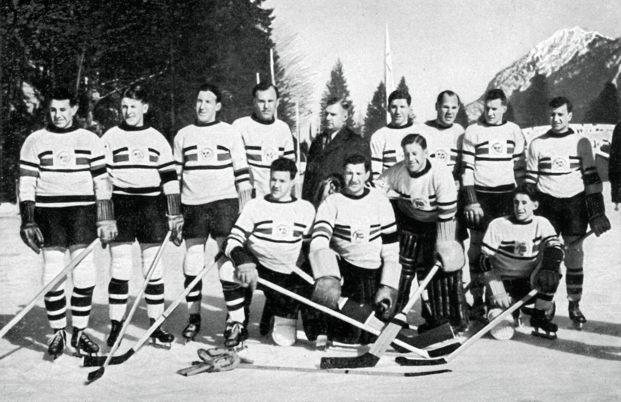 Storbritanniens ishockeylag, olympiska vinterspelen, Garmisch-Partenkirchen, Tyskland, 1936 av Unbekannt