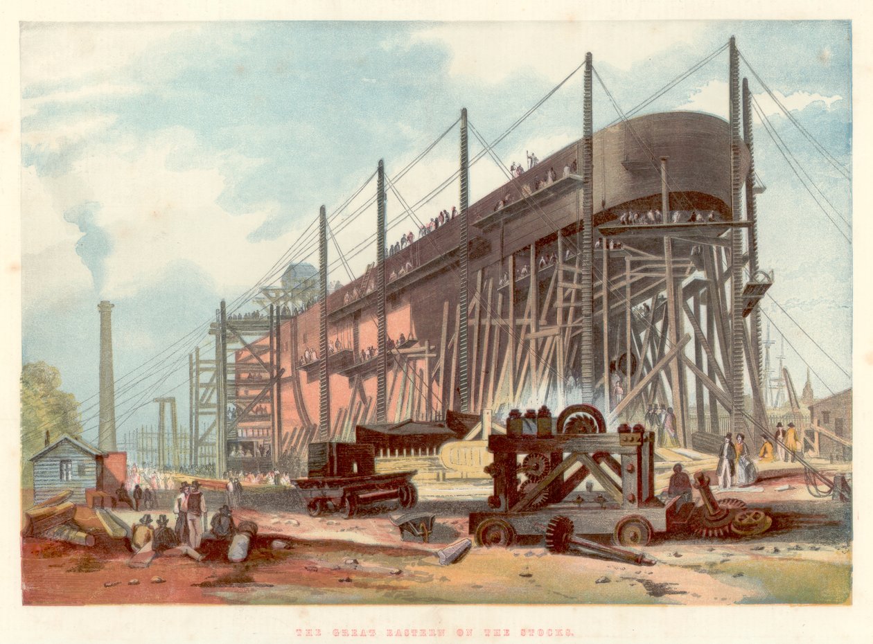 Great Eastern på bestånden vid Millwall på Themsen, 1857 av Unbekannt