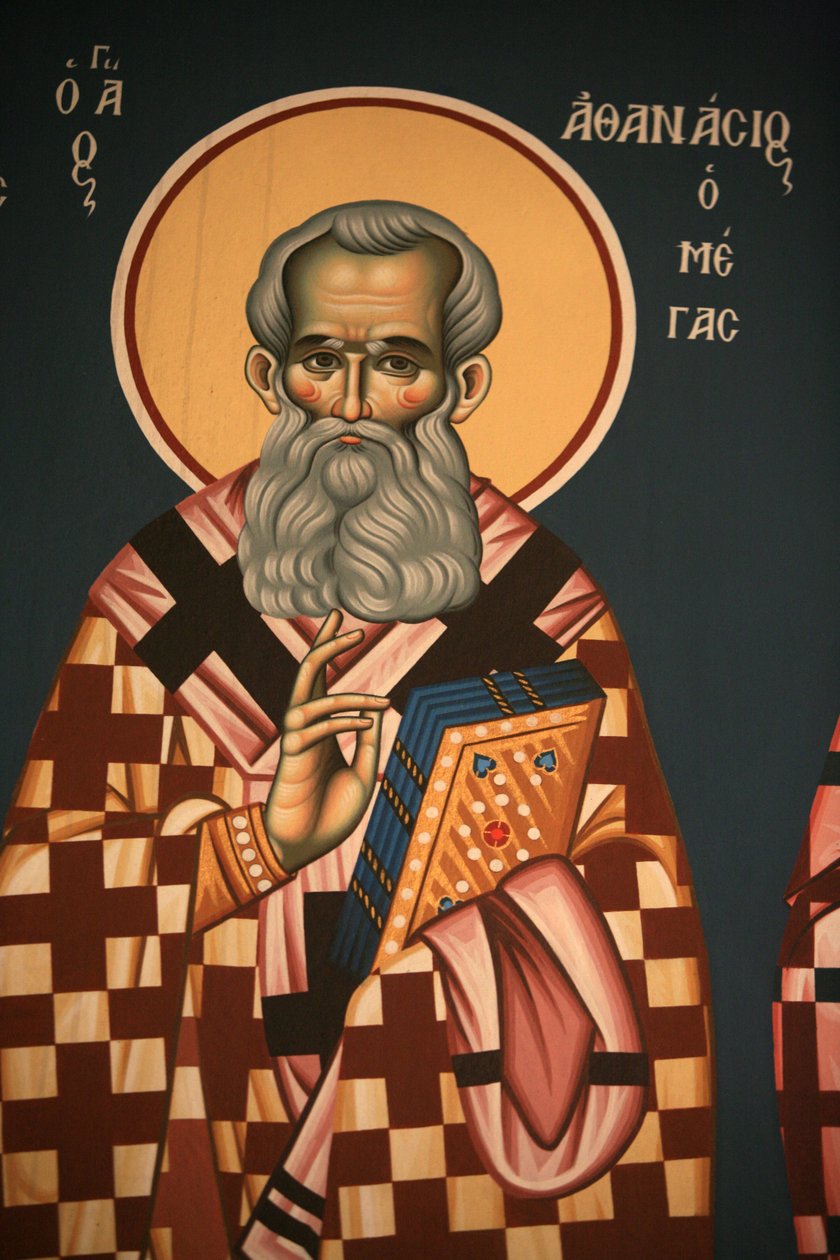 Grekisk-ortodox ikon som föreställer Saint Athanasos den stora Thessalonique Grekland av Unbekannt