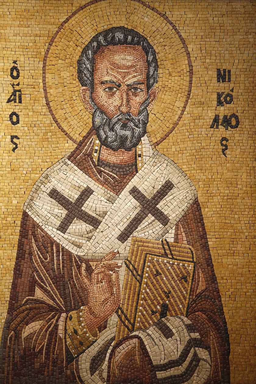 Grekisk-ortodox ikon som visar Sankt Nikolaus i St Georges ortodoxa kyrka, Madaba, Madaba, Jordanie av Unbekannt