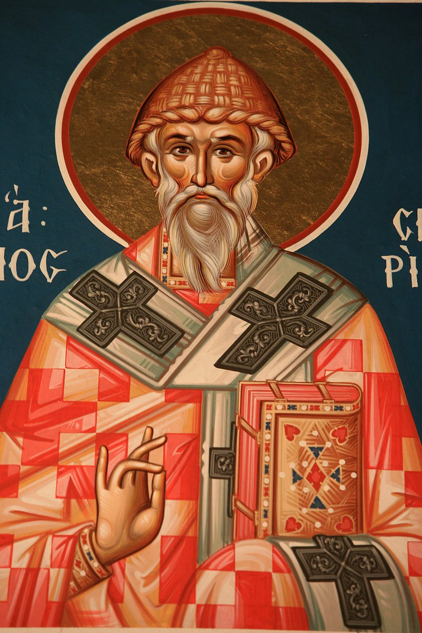 Grekisk-ortodox ikon som föreställer Saint Spiridon Thessalonique Grekland av Unbekannt