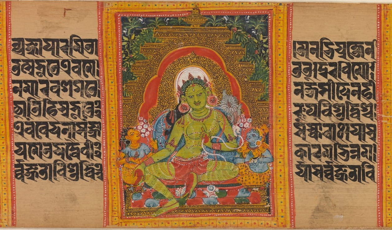 Green Tara...Perfection of Wisdom Manuscript, tidigt 1100-tal. av Unbekannt