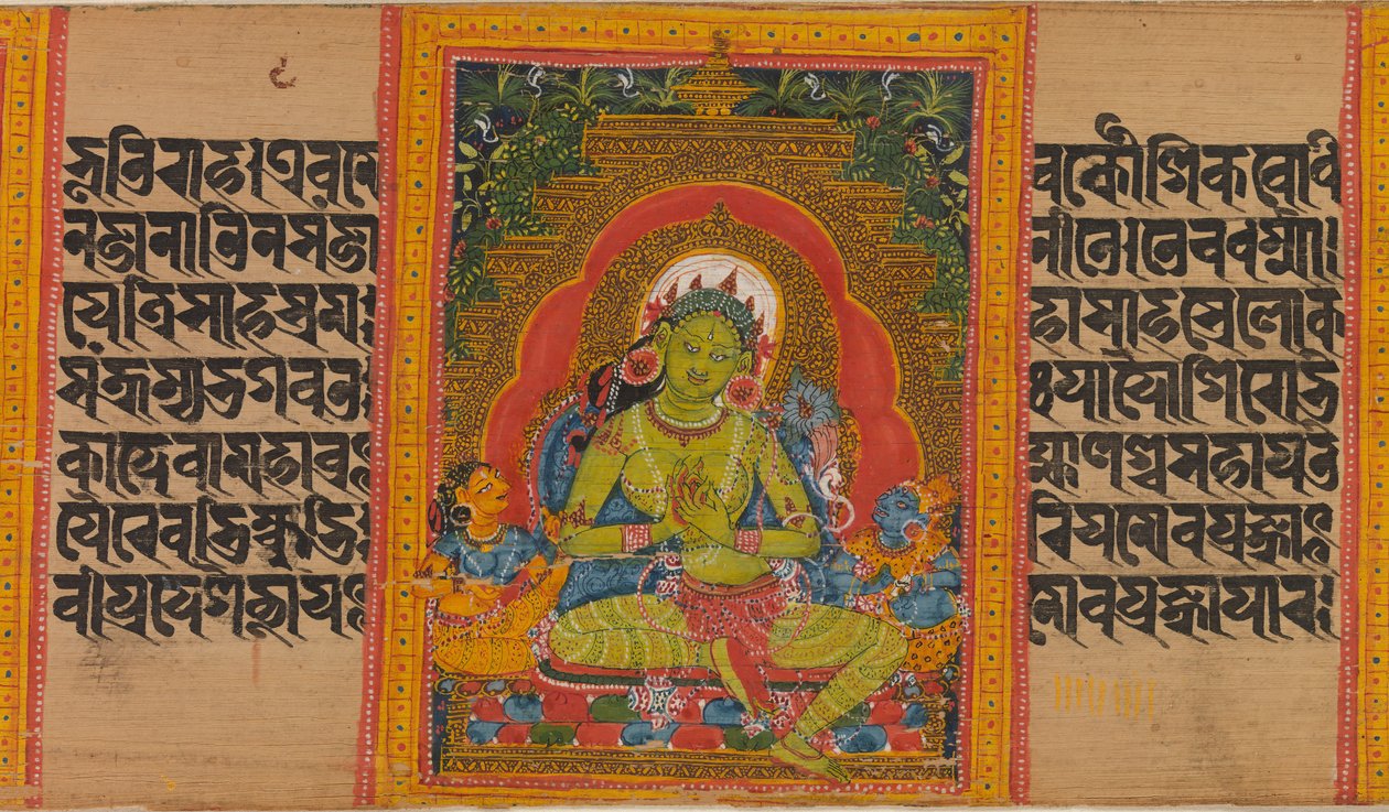 Green Tara, Folio från...Perfection of Wisdom Manuscript, tidigt 1100-tal. av Unbekannt