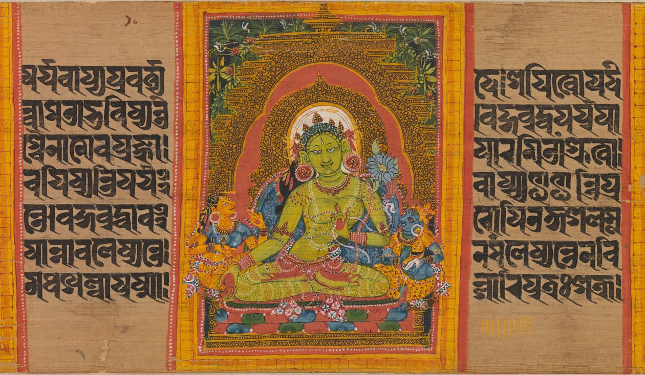 Green Tara, Folio från... Perfection of Wisdom Manuscript, tidigt 1100-tal. av Unbekannt
