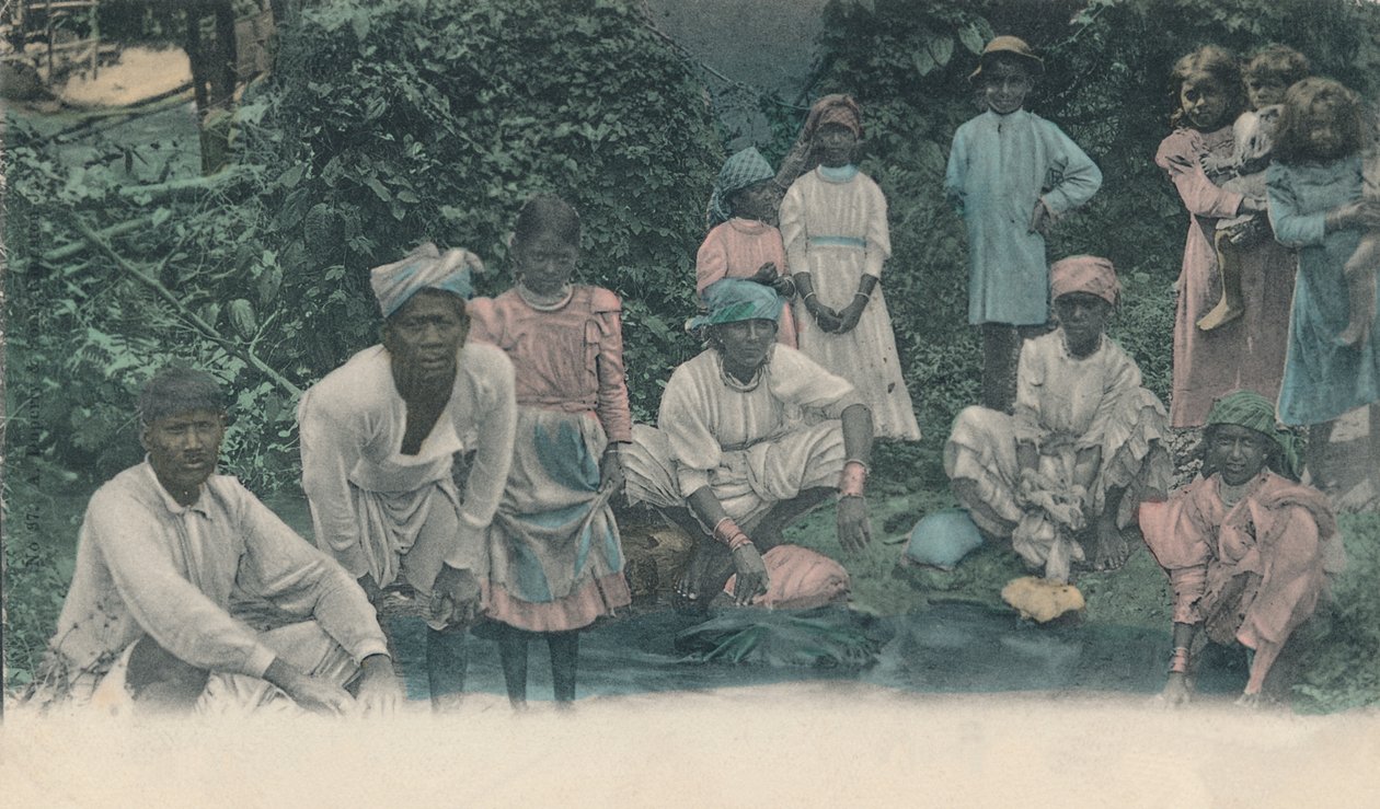 Hälsningar från Jamaica. Coolies tvätt, 1905. av Unbekannt