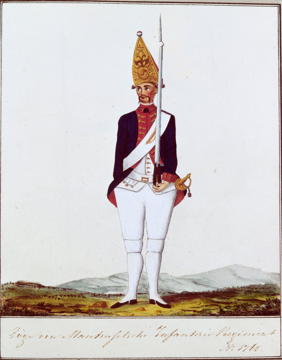 Grenadier vid regementet Zöge von Manteuffel, 1762 av Unbekannt