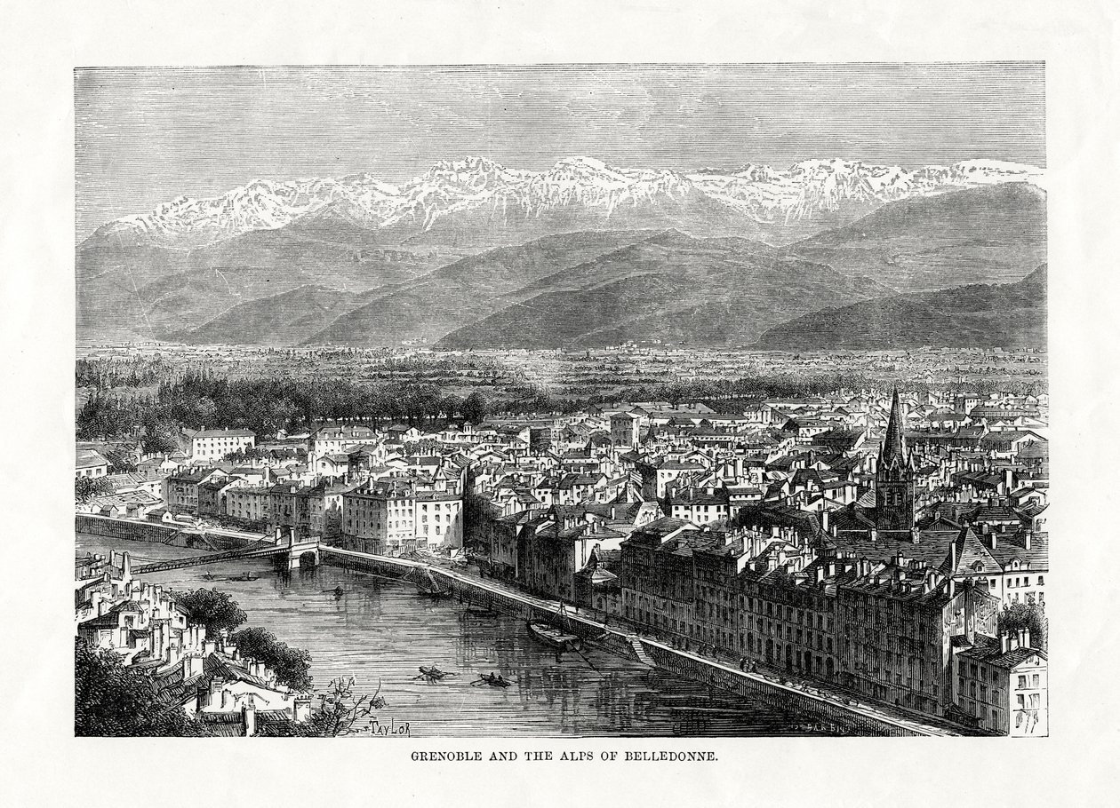 Grenoble och Alperna i Belledonne, Frankrike, 1879 av Unbekannt