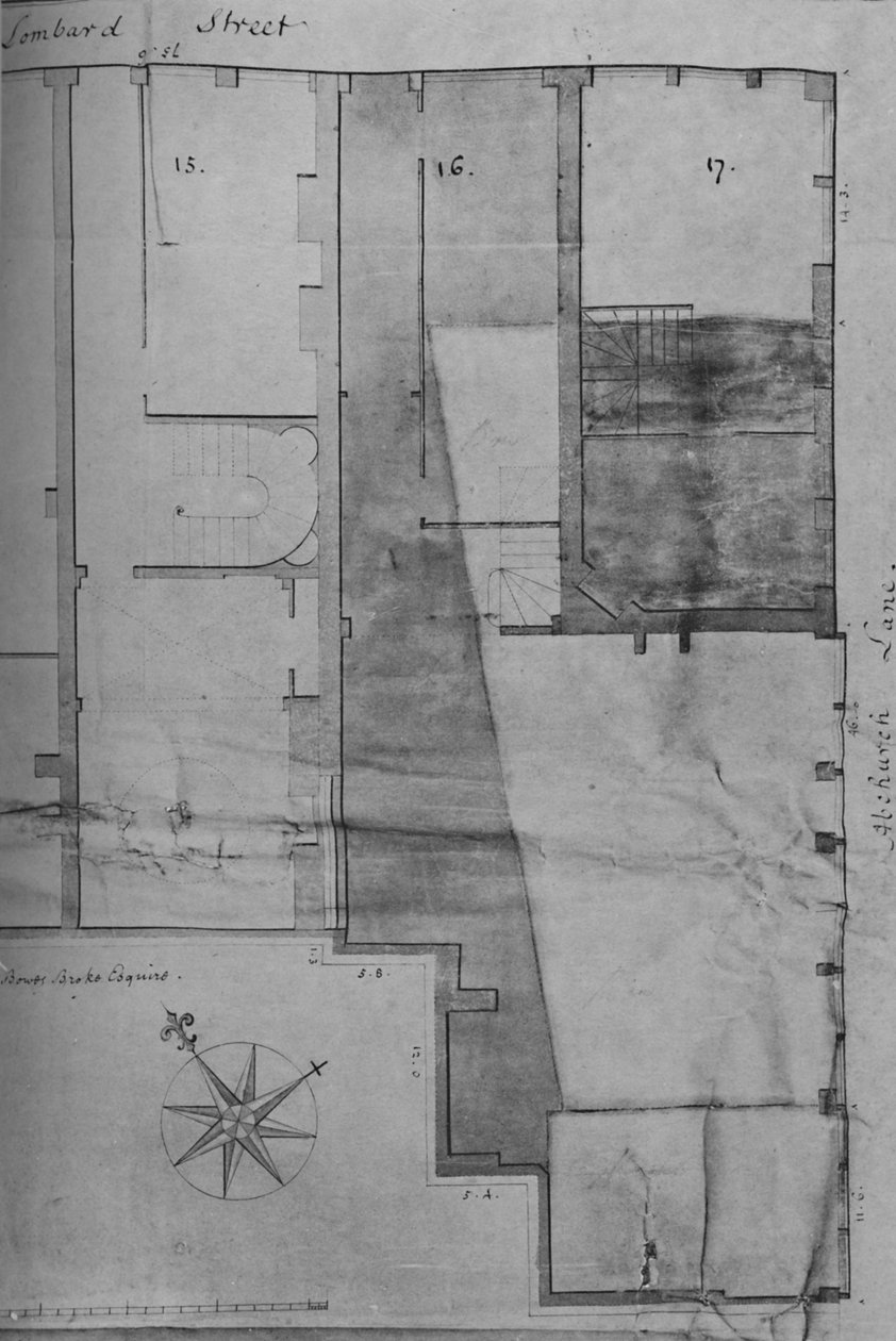 Markplan för Lloyds Coffee House nr 16 Lombard Street 1773, 1928 av Unbekannt