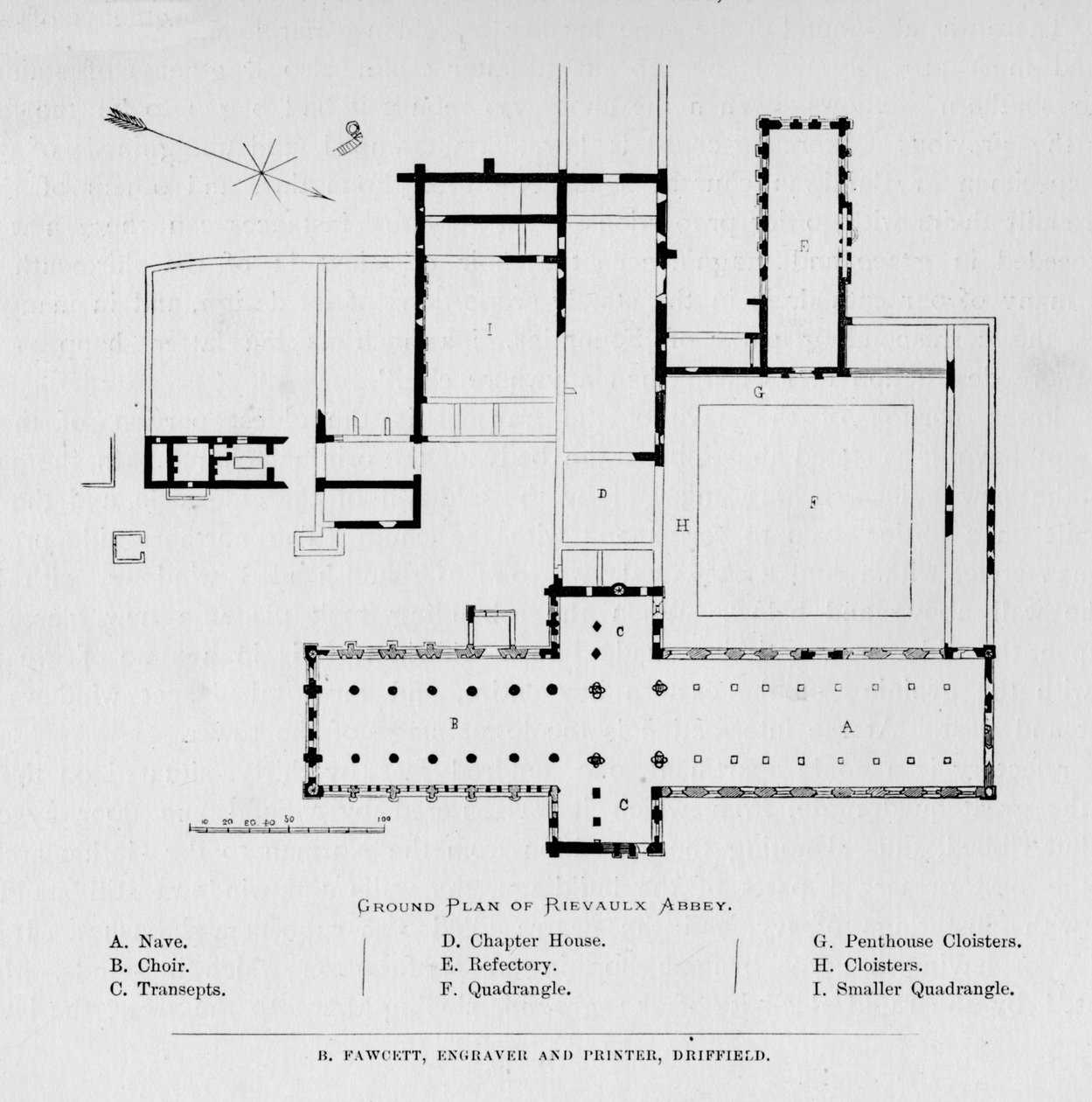 Rievaulx-klostrets grundplan, 1897 av Unbekannt