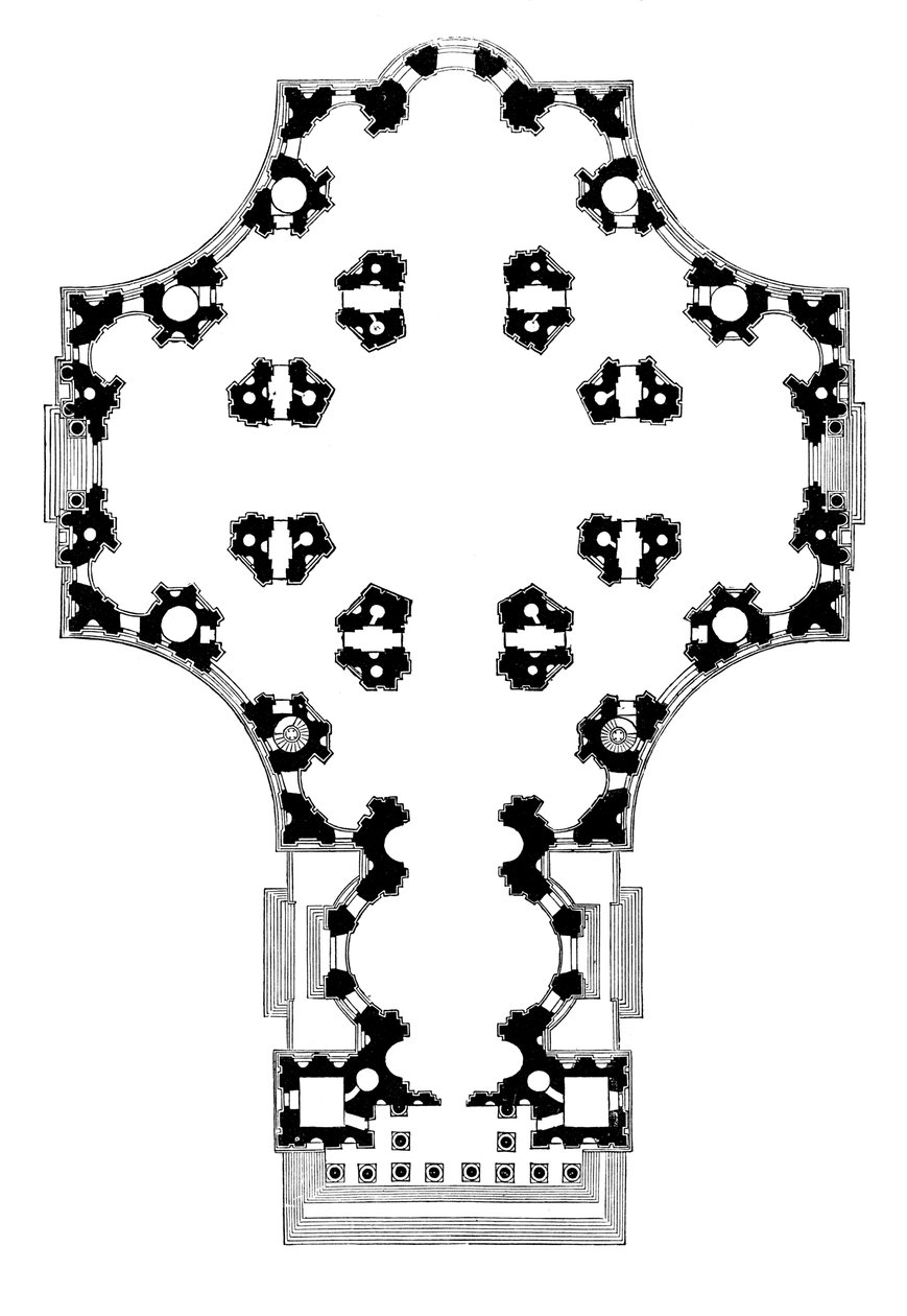 Grundritning av St Pauls Cathedral, London, andra design, 1600-talet 1882 av Unbekannt