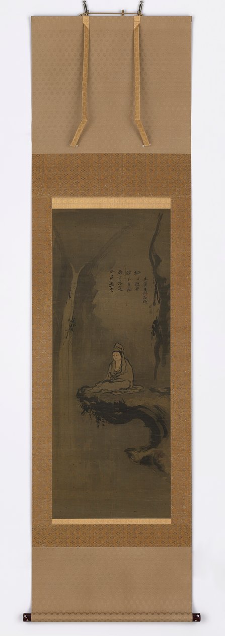 Guanyin, vit klädsel, sittande på en överhängande sten, Muromachi-period, 1400-talet. av Unbekannt