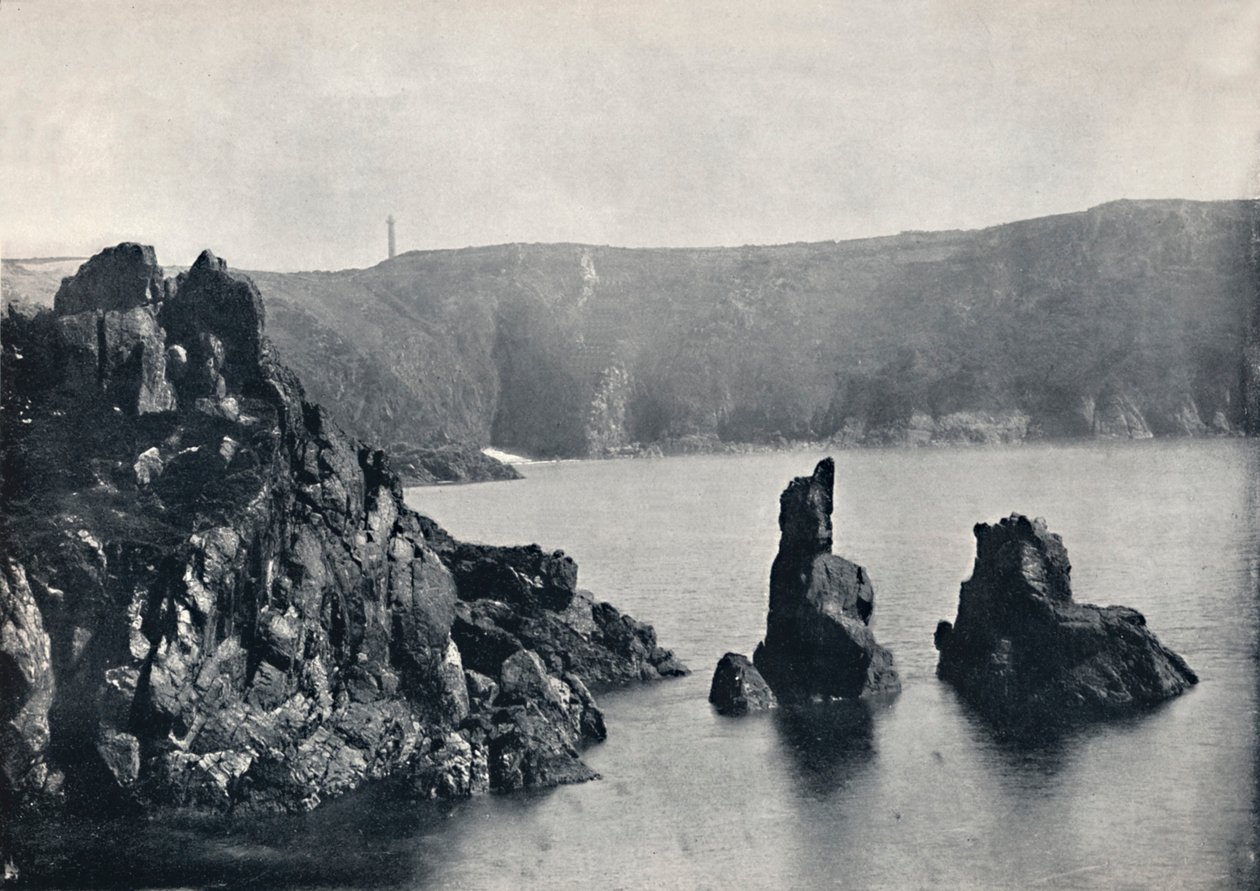 Guernsey - Moulin Huet Bay, med hund- och lejonklipporna, 1895 av Unbekannt