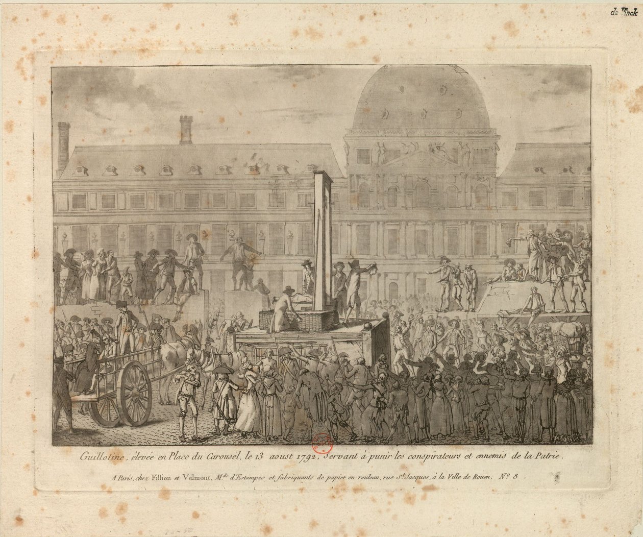 Giljotin uppförd på Place du Carrousel den 13 augusti 1792 … av Unbekannt