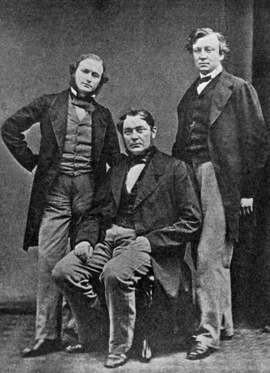 Gustav Kirchhoff, Robert Bunsen och Henry Roscoe, vetenskapsmän, c1860 av Unbekannt