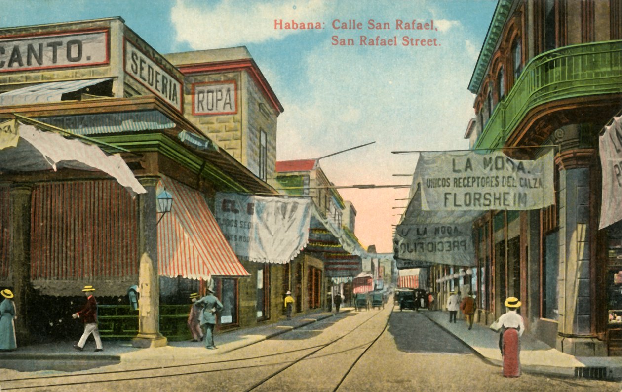 Havanna: Calle San Rafael, San Rafael Street, c1910-talet. av Unbekannt