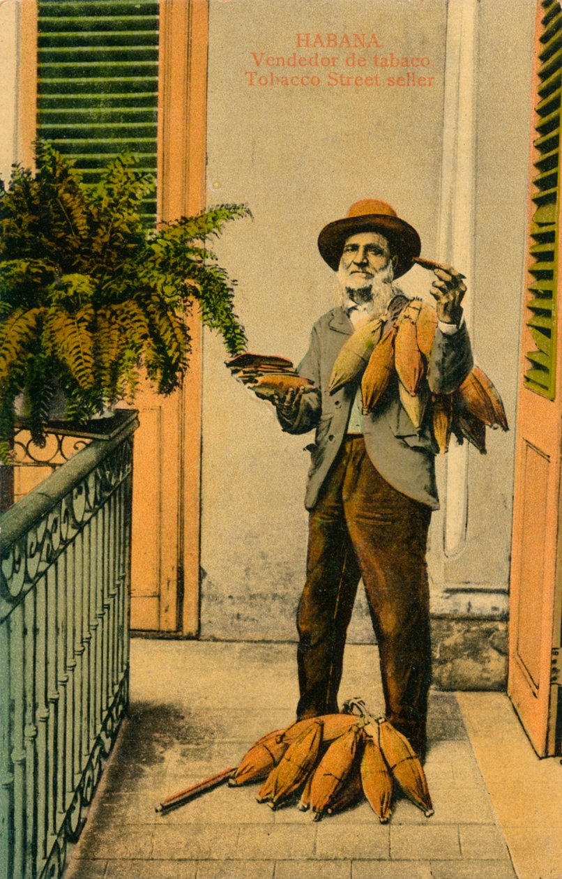 Havanna. Cigarettautomat. Tobaksgataförsäljare, c1910-talet av Unbekannt