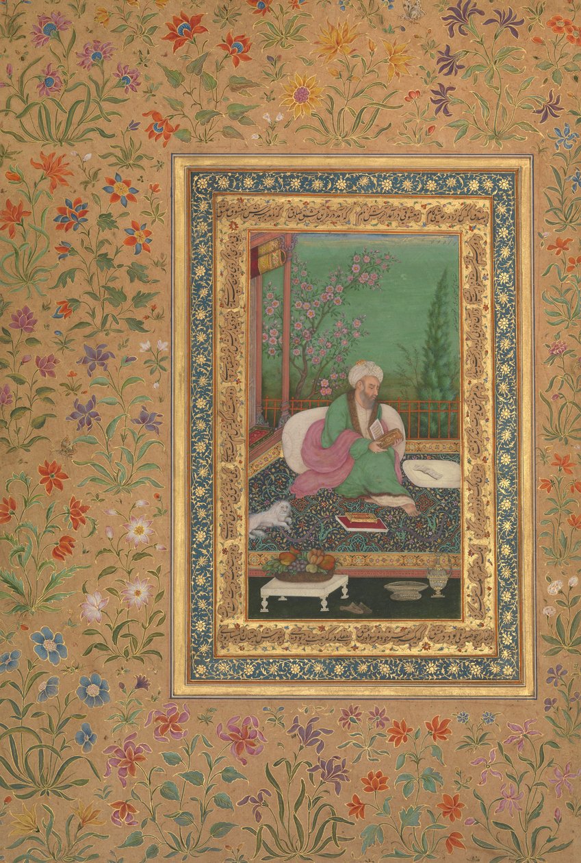 Haji Husain Bukhari, Folio från Shah Jahan Album, recto: tidigt 1800-tal. av Unbekannt