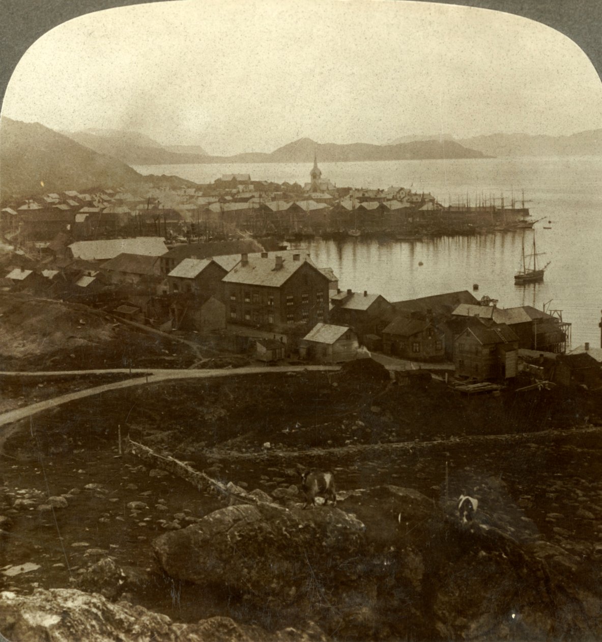Hammerfest. Världens nordligaste stad - ingen solnedgång från 13 maj till 29 juli, Norge, c1905. av Unbekannt