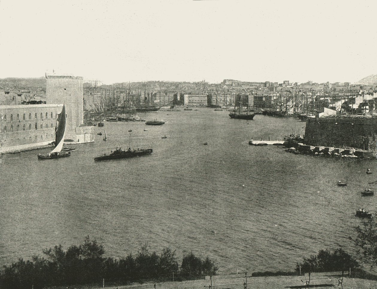 Utsikt över hamnen, Marseille, Frankrike, 1895. av Unbekannt