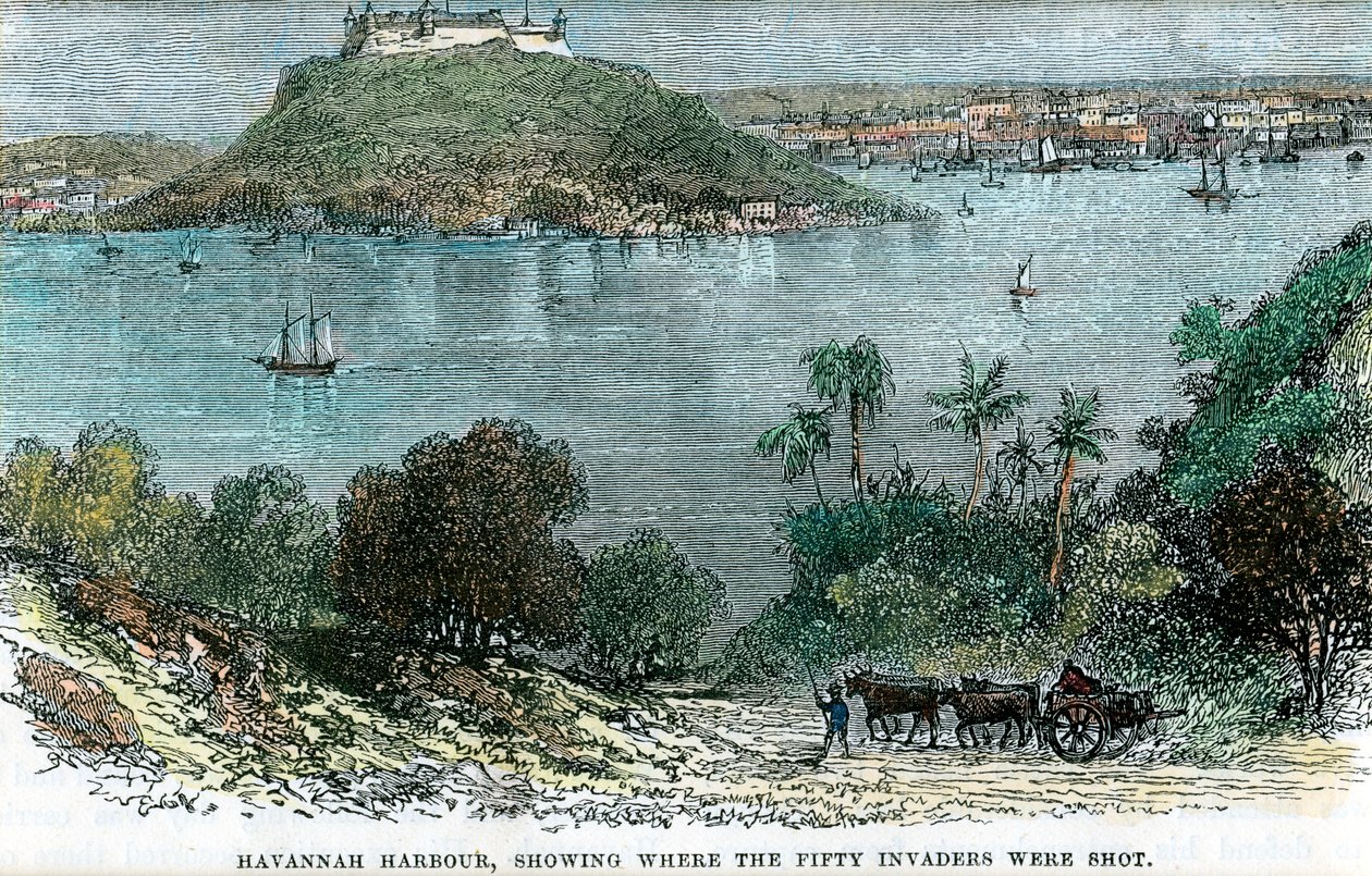 Havannah Harbour, som visar var de femtio inkräktarna sköts, Kuba, c1880 av Unbekannt