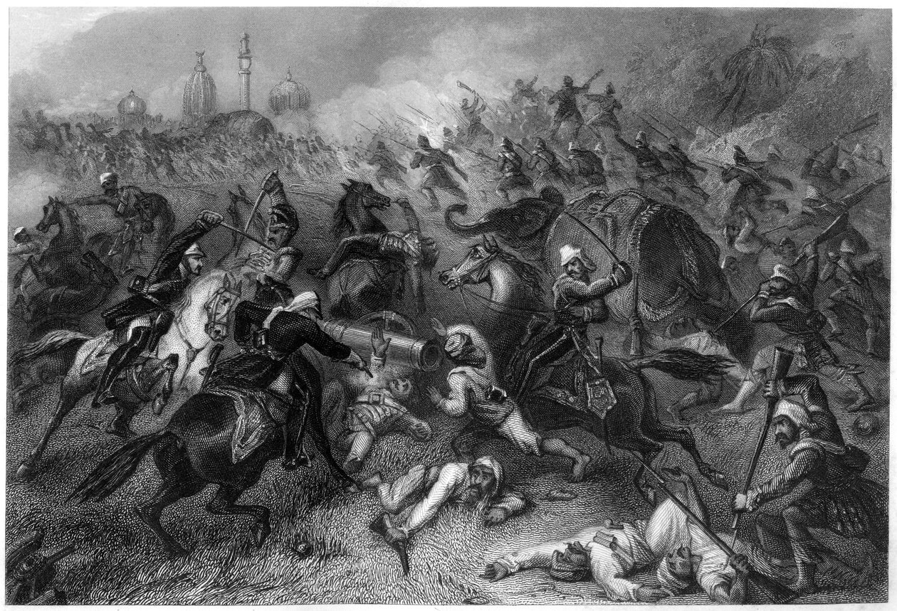 Havelocks kolonn attackerade myteristerna före Cawnpore, 1857, c1860 av Unbekannt