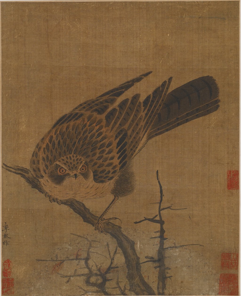 Hök på en bladlös gren, möjligen Yuan-dynastin, 1279-1368. av Unbekannt