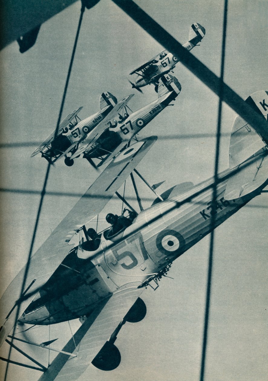 Hawker Hart-biplan som flyger i formation, c1936 c1937 av Unbekannt