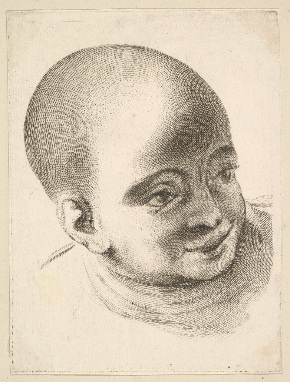Head of a Child, från Livre de Têtes Gravées dapres F. Boucher et Autres Book of..., 1700-talet. av Unbekannt
