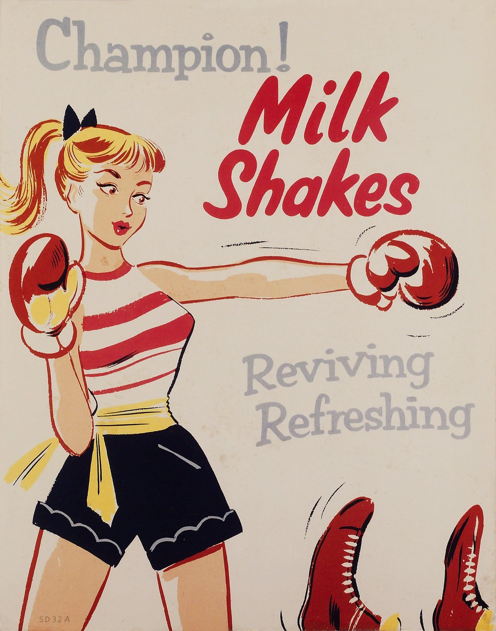 Hälsoutbildning ïChampion! Milkshakes, affisch, c 1955-1960 av Unbekannt
