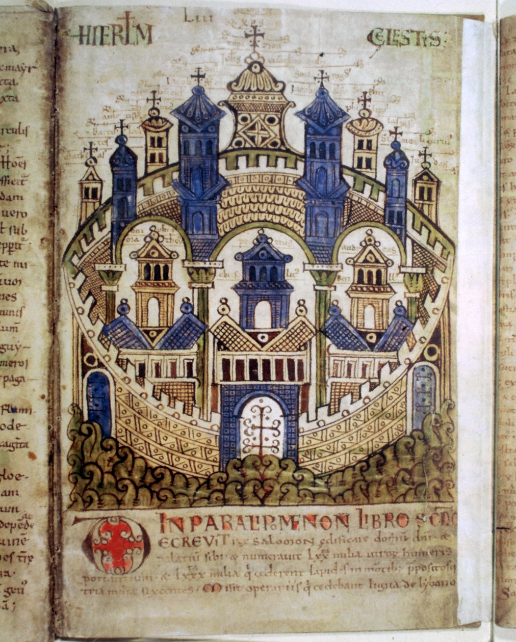 Himmelska Jerusalem, en sida från Liber Floridus, 1100-talet av Unbekannt