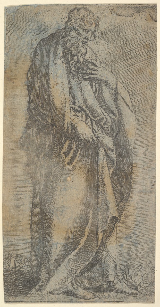 Kraftigt draperad mansfigur, 1500-tal. av Unbekannt
