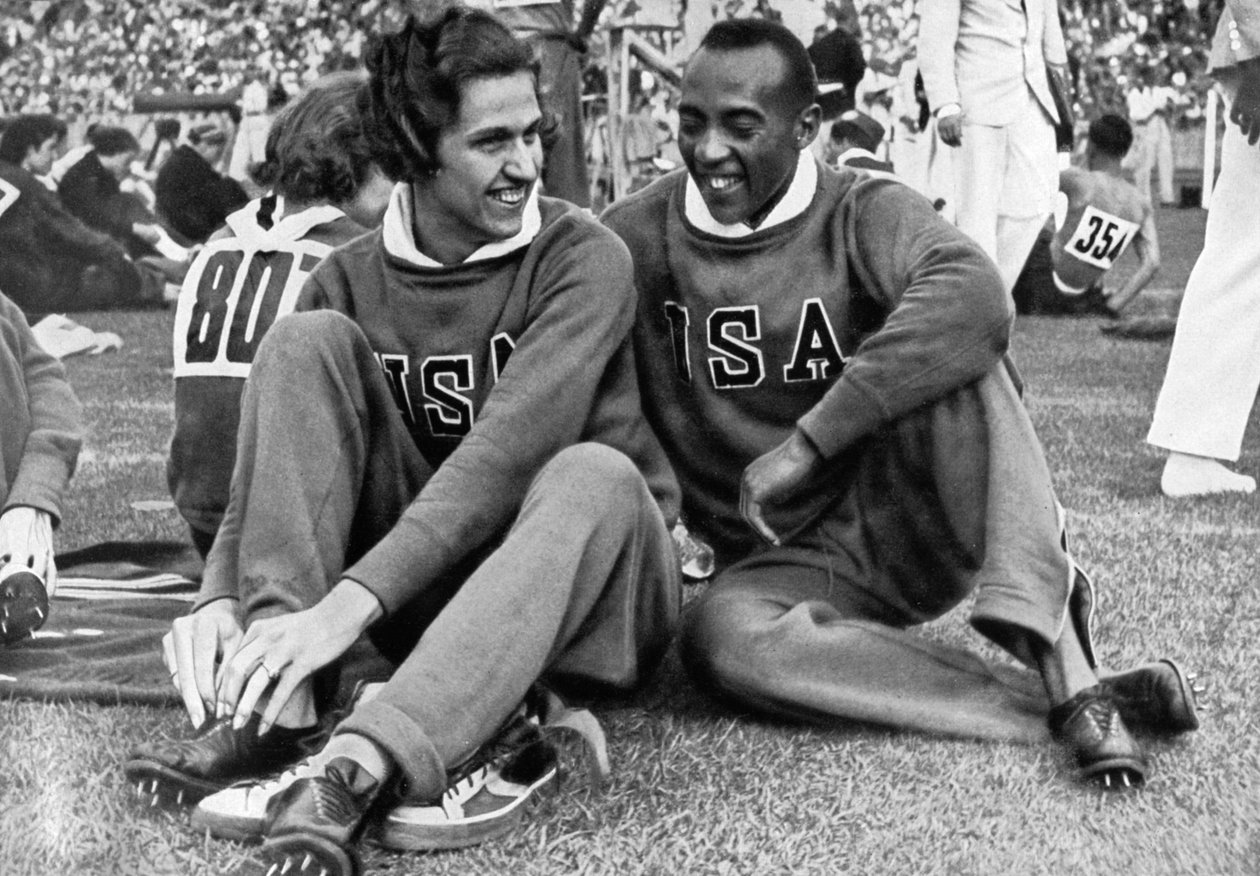 Helen Stephens och Jesse Owens, amerikanska idrottare, Olympiska spelen i Berlin, 1936 av Unbekannt