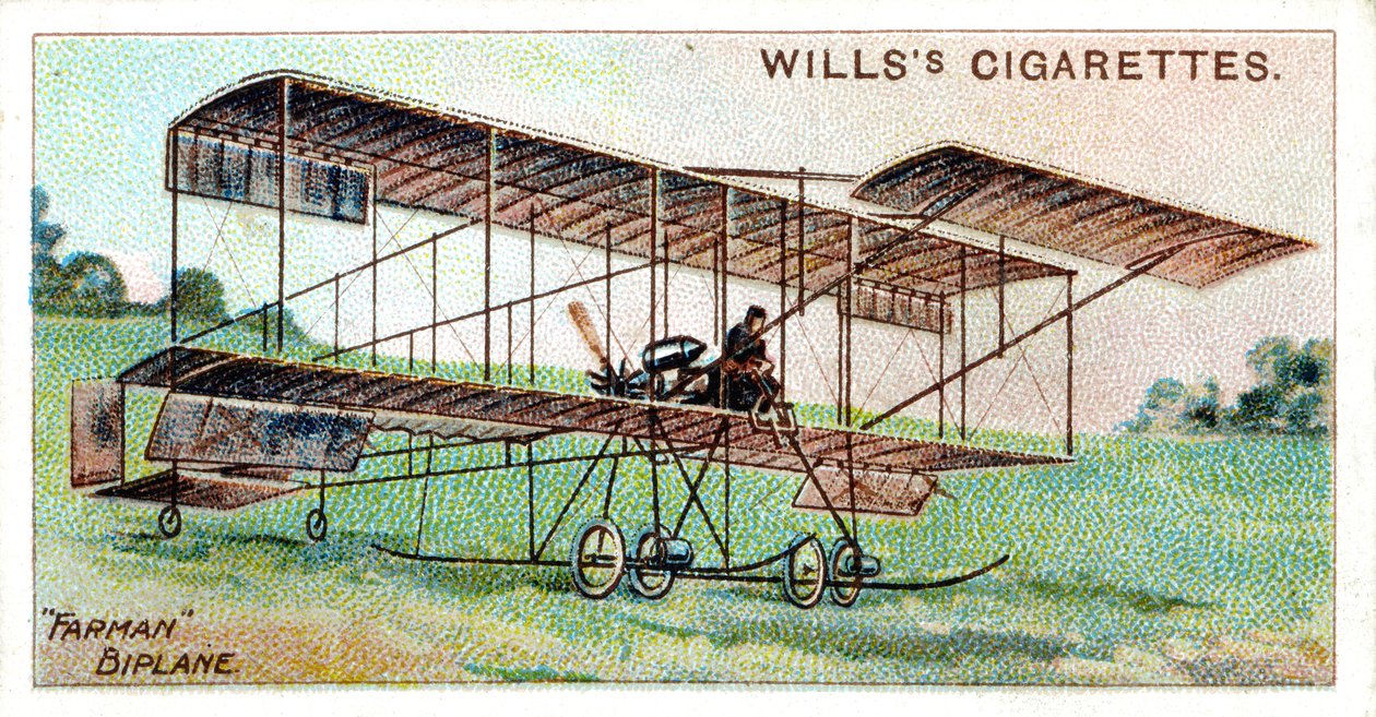 Henri Farman i Farman-biplanet, fransk flygare och flygplanskonstruktör, c1909 av Unbekannt