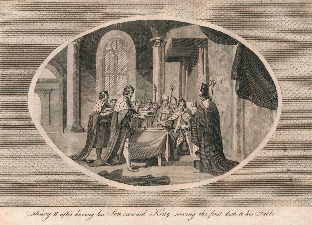 Henrik II, efter att ha krönt sin son till kung, serverade den första rätten till hans bord, 1170 1793 av Unbekannt