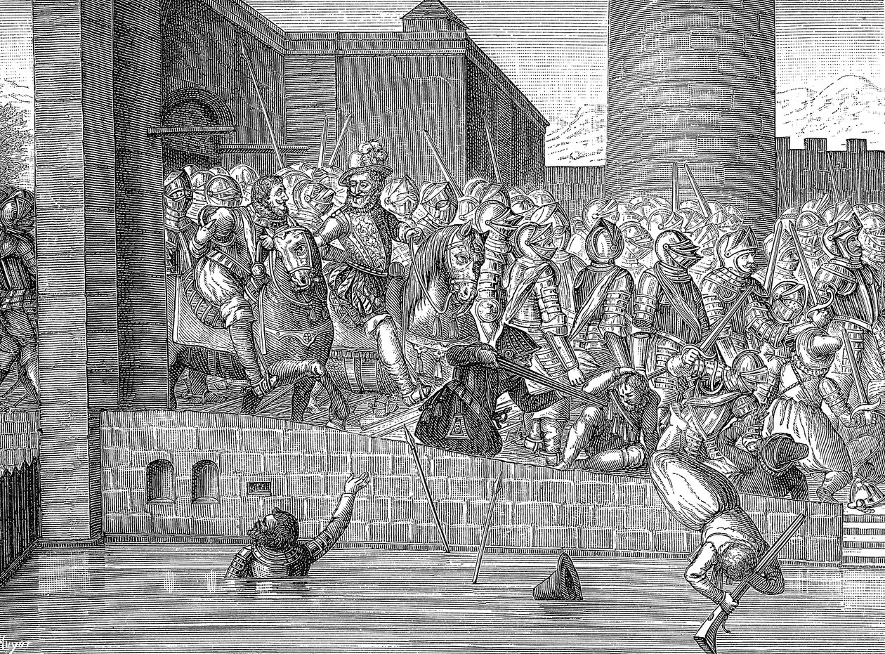 Henrik IV av Frankrike går in i Paris den 22 mars 1594 av Unbekannt