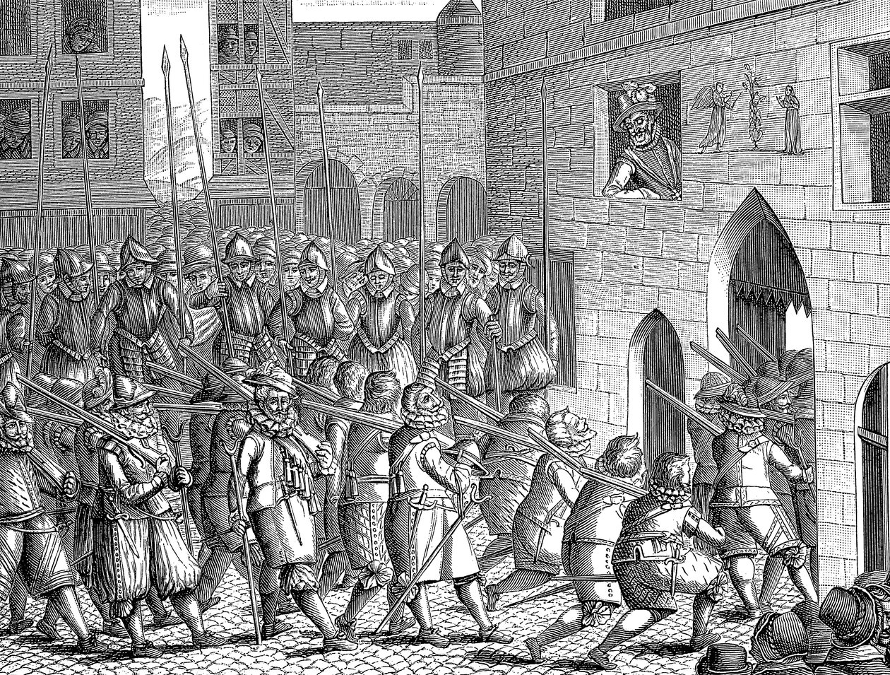 Henrik IV av Frankrike tittar på spanjorernas avgång från Paris, 22 mars 1594 av Unbekannt