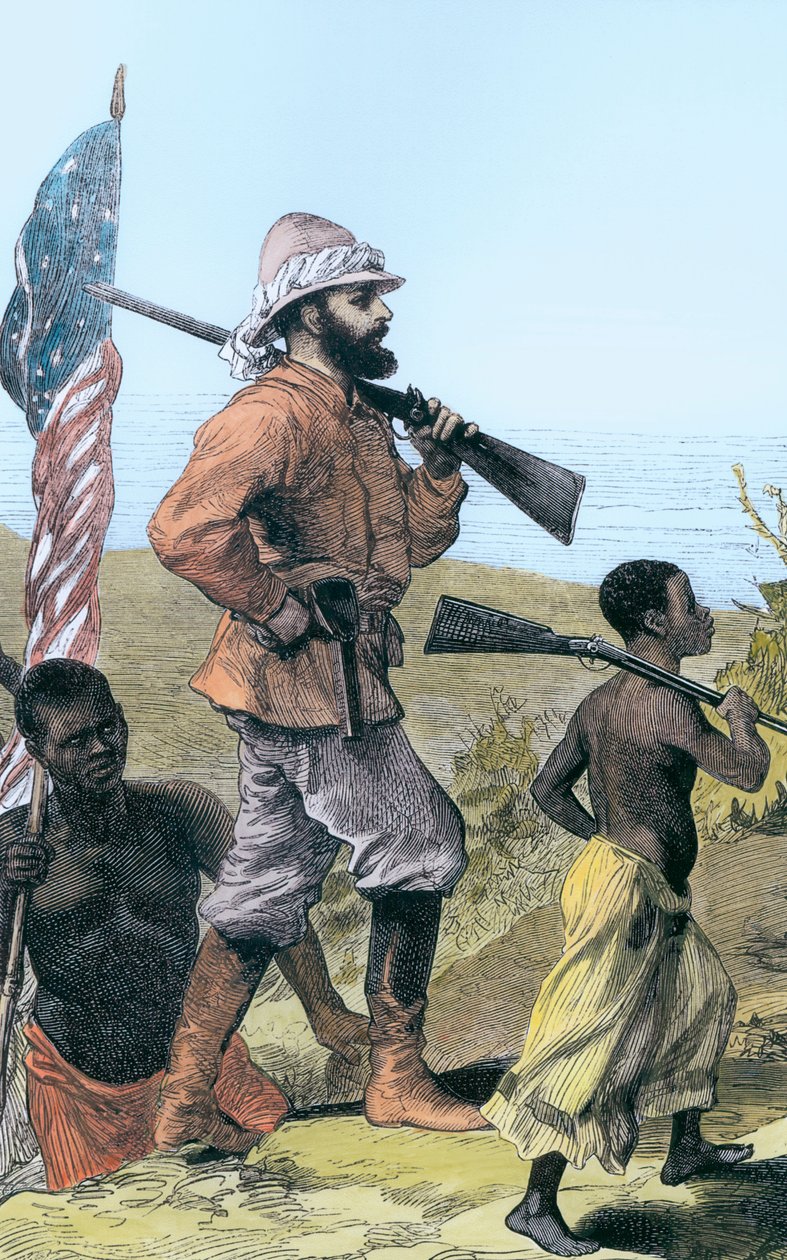 Henry Morton Stanley närmar sig Tanganyikasjön, Afrika, 1800-talet av Unbekannt