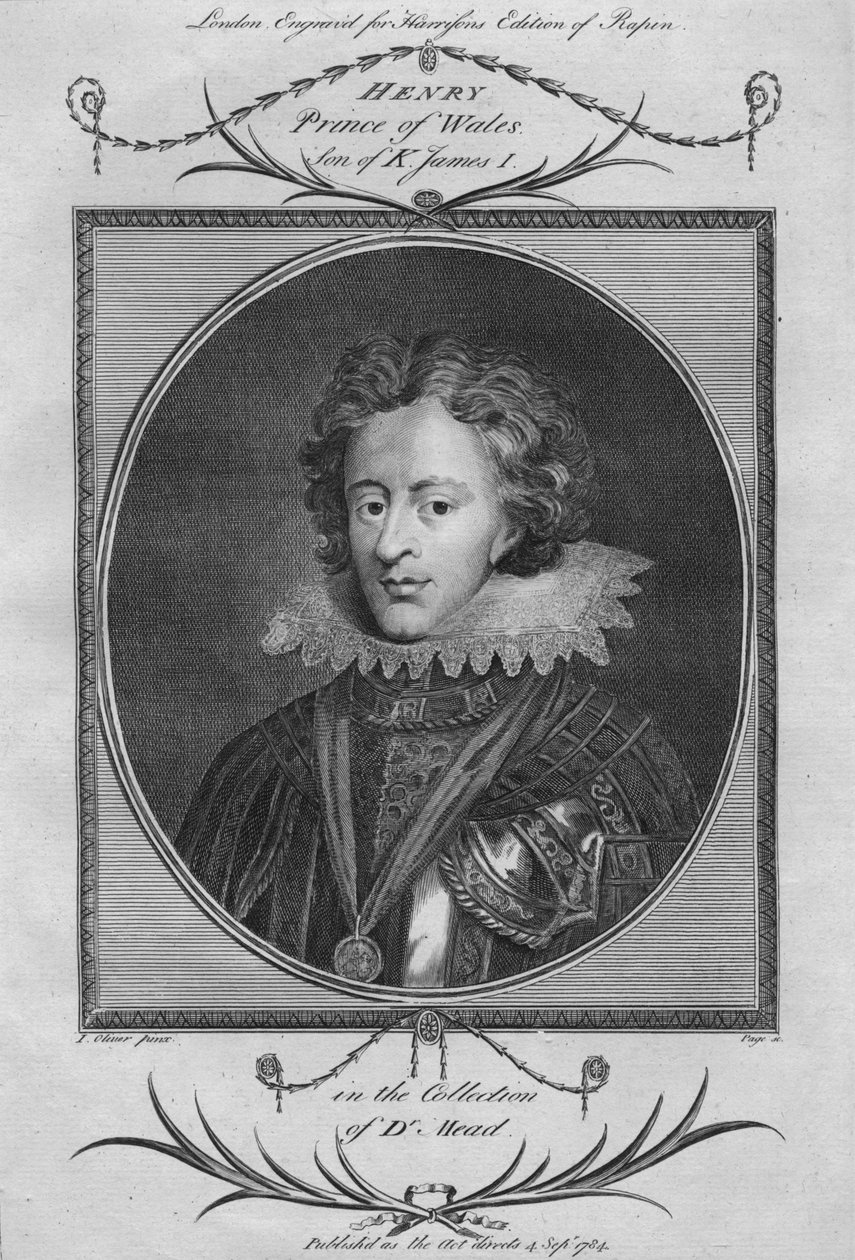 Henry, Prince of Wales, son till kung James I, 1784. av Unbekannt