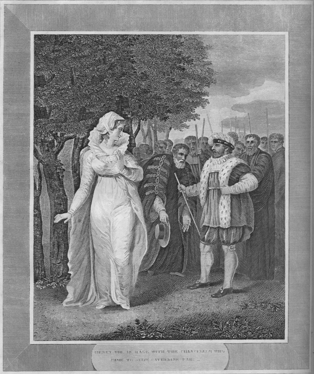Henry VIII i raseri mot förbundskanslern som kom för att gripa Catherine Parr, 1838 av Unbekannt
