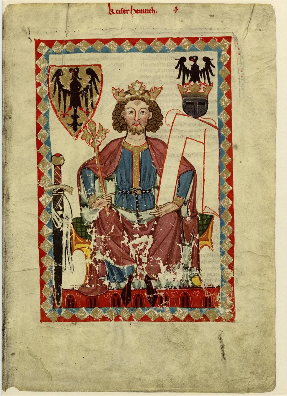 Henrik VI 1165-1197, helig romersk kejsare från Codex Manesse, mellan 1305 och 1340 av Unbekannt