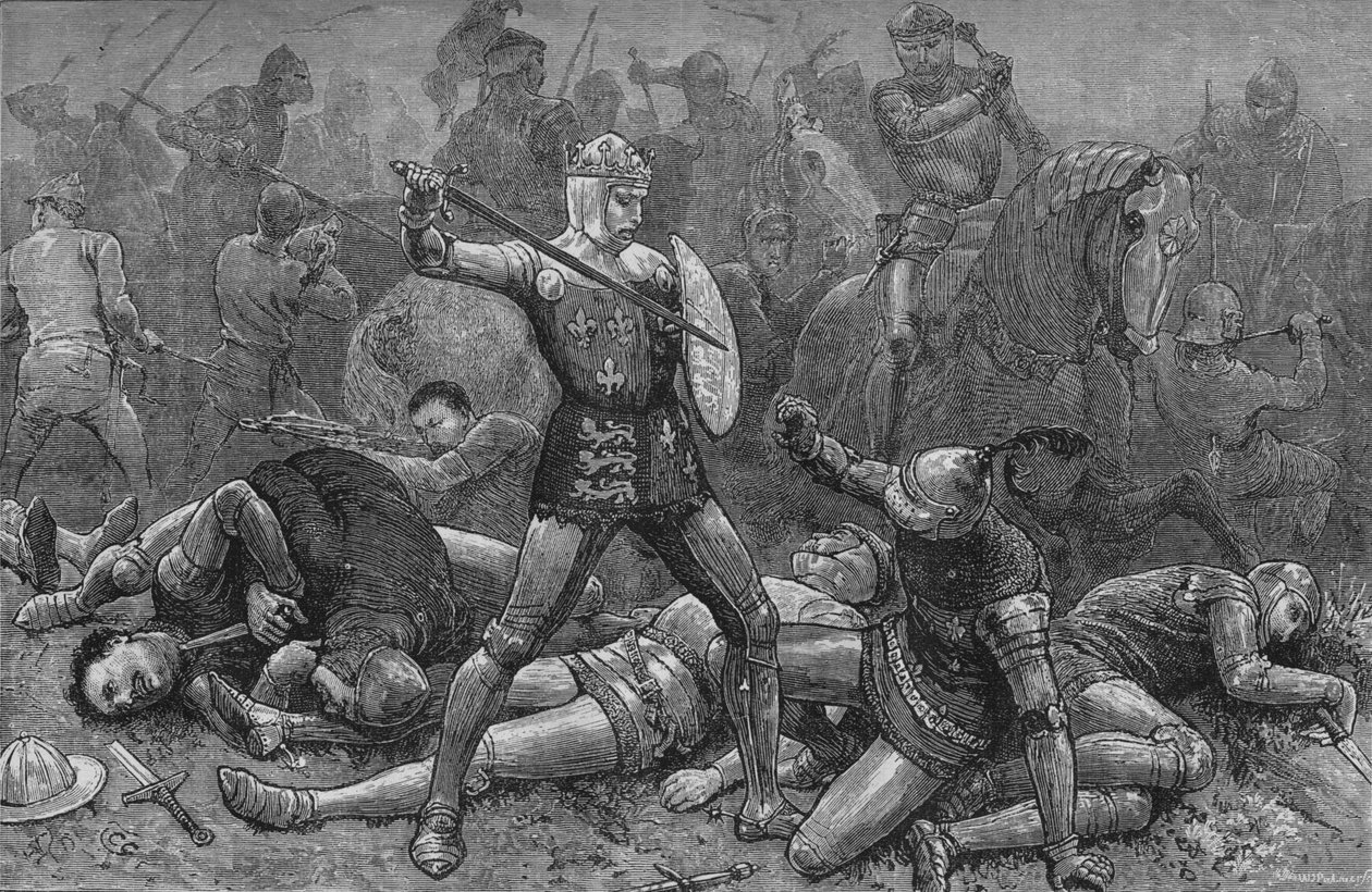 Henry och Alencon i Agincourt, 25 oktober 1415, c1880 av Unbekannt
